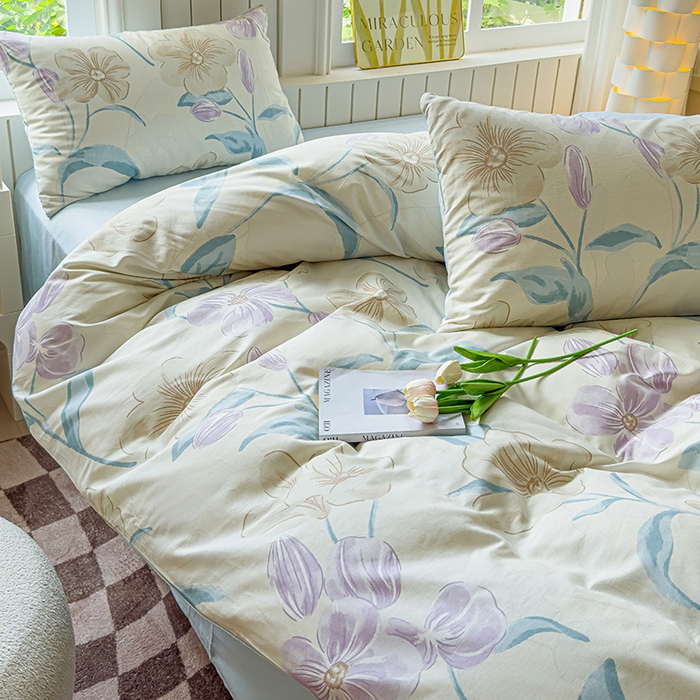 91家纺网 家纺一手货源 找家纺 澳梵家居 2025新款小清新全棉印花四件套 沁园