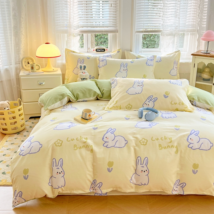 91家纺网 家纺一手货源 找家纺 世爵 2025新款全棉印花小清新单品系列-单被套 吉祥兔