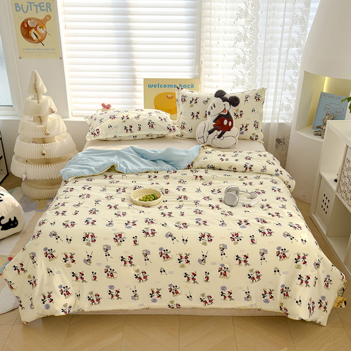 91家纺网 家纺一手货源 找家纺 星巴k家纺 2025新款A类水洗双层纱大豆纤维夏被夏凉被空调被 米奇