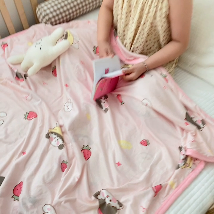 91家纺网 家纺一手货源 找家纺 嗨生活 2025新款婴儿裸睡级凉感针织毯幼儿园夏被儿童夏被毯子 小女孩