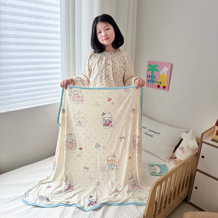 91家纺网 家纺一手货源 找家纺 嗨生活 2025新款婴儿裸睡级凉感针织毯幼儿园夏被儿童夏被毯子 小卡通