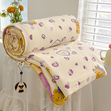 星巴k家纺 2025新款A类水洗双层纱大豆纤维夏被夏凉被空调被 豹纹小熊