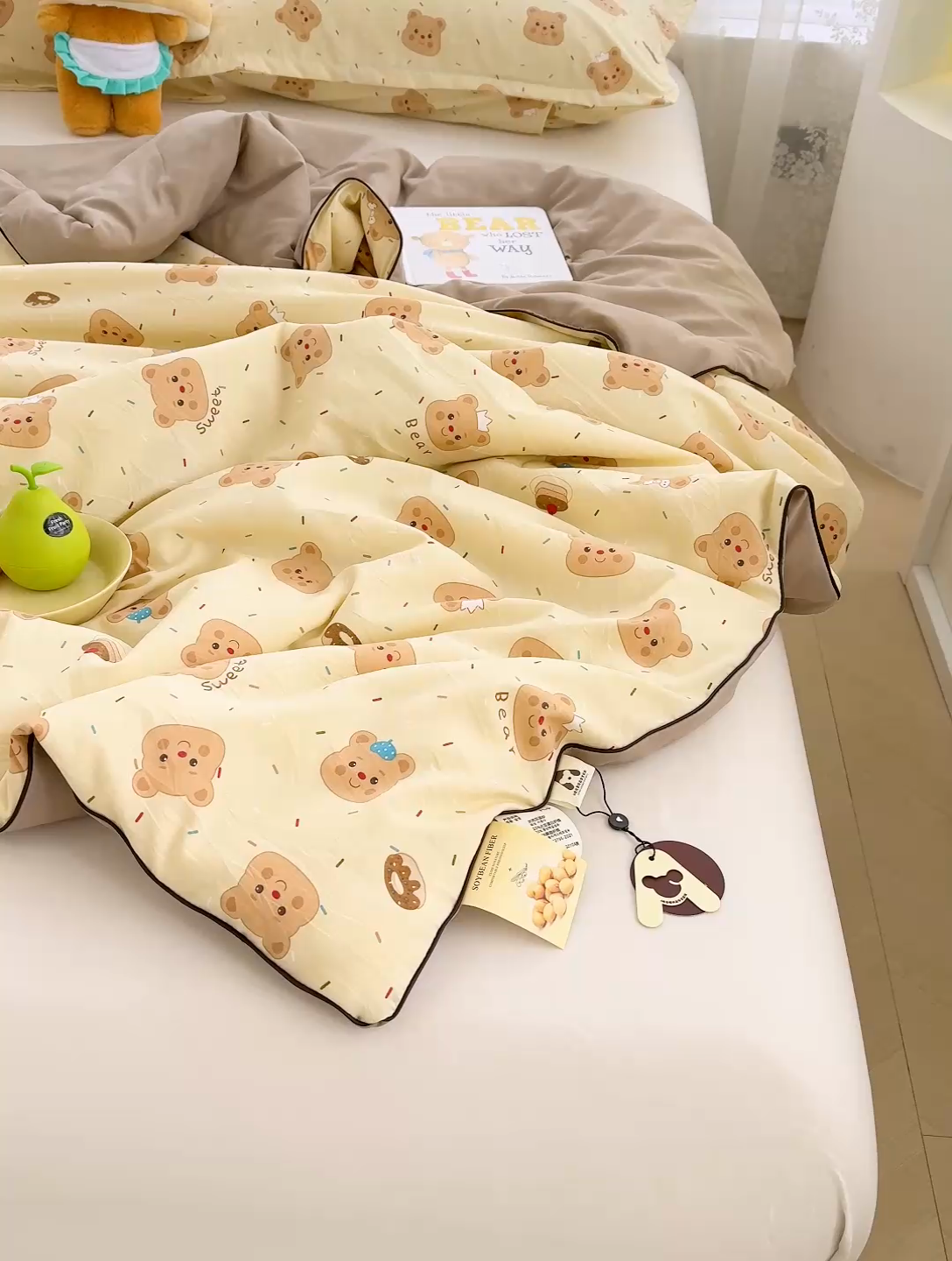 91家纺网 家纺一手货源 找家纺 星巴k家纺 2025新款A类水洗双层纱大豆纤维夏被夏凉被空调被 可乐熊