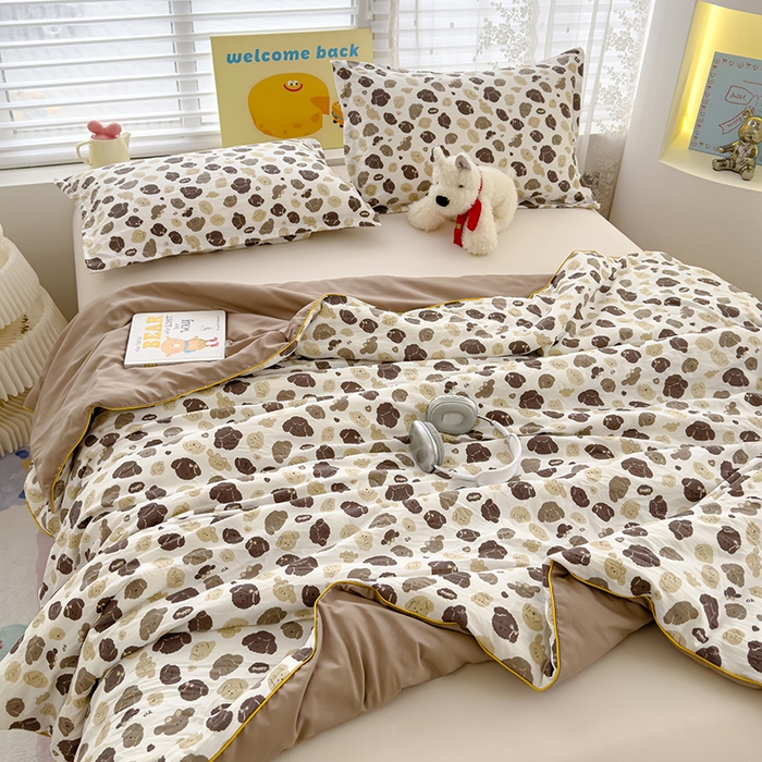 91家纺网 家纺一手货源 找家纺 星巴k家纺 2025新款A类水洗双层纱大豆纤维夏被夏凉被空调被 萌萌狗