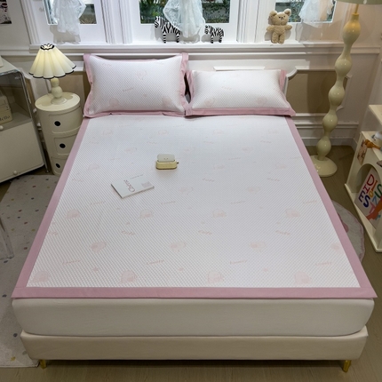 孩子王家纺 2025新款冰丝席提花冰豆豆床单床笠-抱抱龙系列 抱抱龙-淡雅粉