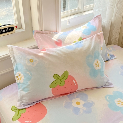 世爵 2025新款全棉印花小清新单品系列-单被套 清甜草莓