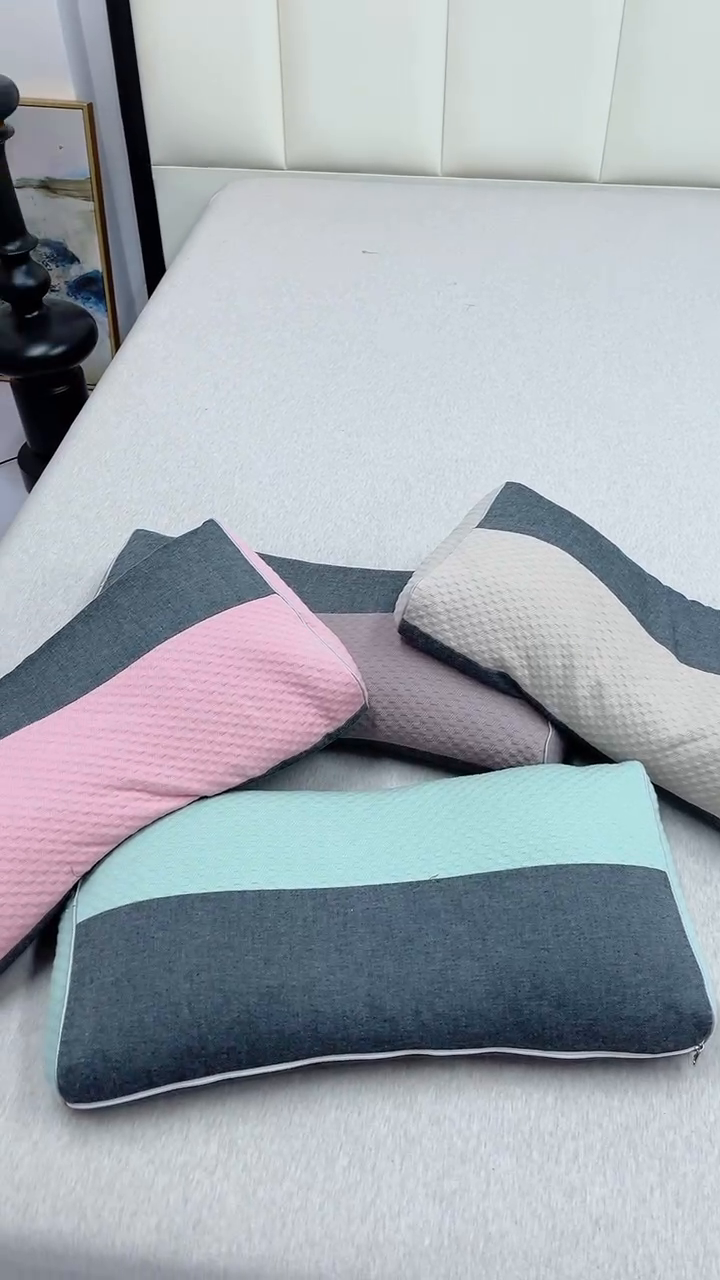 91家纺网 家纺一手货源 找家纺 九州枕芯 2025新款针织双拼纯荞麦枕 卡其色