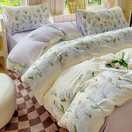 91家纺网 家纺一手货源 找家纺 澳梵家居 2025新款小清新全棉印花四件套 仙子秘境