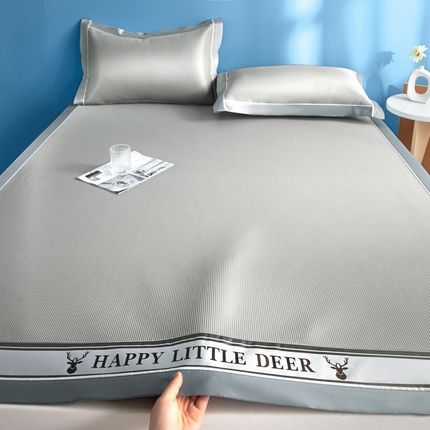 阿亮家居 2025新款A类母婴级1800D碳光小鹿冰丝席凉席 冰川灰