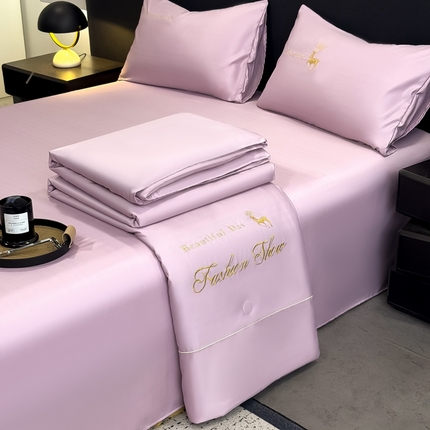 卡罗兰 2025新款水洗天丝夏凉被空调被水洗真丝夏被四件套-森旅迷鹿 森旅迷鹿-香芋紫