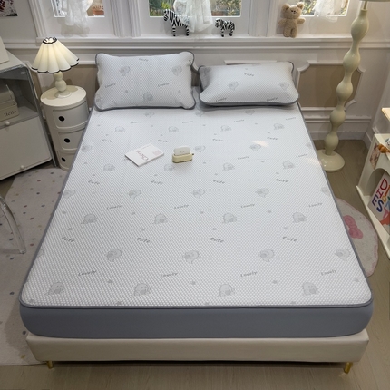 孩子王家纺 2025新款冰丝席提花冰豆豆床单床笠-抱抱龙系列 抱龙-月影灰床笠