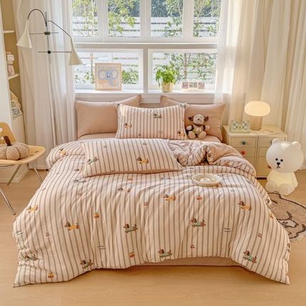 2025新款40s全棉双层纱圆角吊边款四件套 修修狗