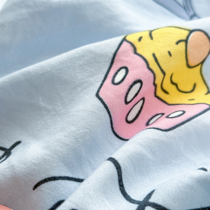 91家纺网 家纺一手货源 找家纺 冕悠家纺 2025新款A类高克重糯叽叽超柔糯水洗棉印花四件套 小奶喵