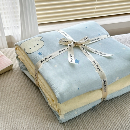 91家纺网 家纺一手货源 找家纺 冕悠家纺 2025新款A类高克重糯叽叽超柔糯水洗棉印花四件套 星空狗