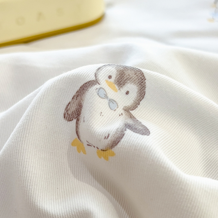 91家纺网 家纺一手货源 找家纺 慕木 2025春夏新款双层纱针织棉夏被夏凉被空调被 快乐企鹅