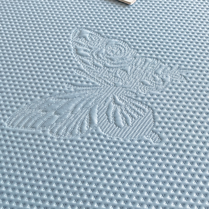 91家纺网 家纺一手货源 找家纺 安哆啦家纺 2025新款凉感冰豆豆花边凉席三件套系列 豆豆床裙-深邃蓝