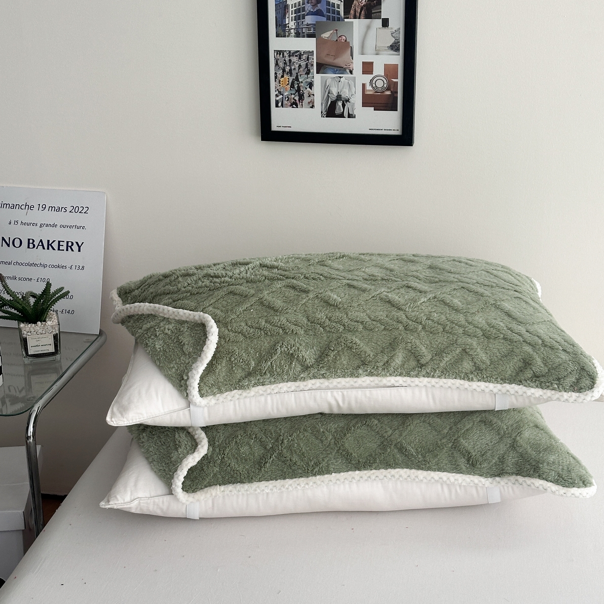 91家纺网 家纺一手货源 找家纺 乐嘉盈 2025新款塔芙绒枕皮 绿色