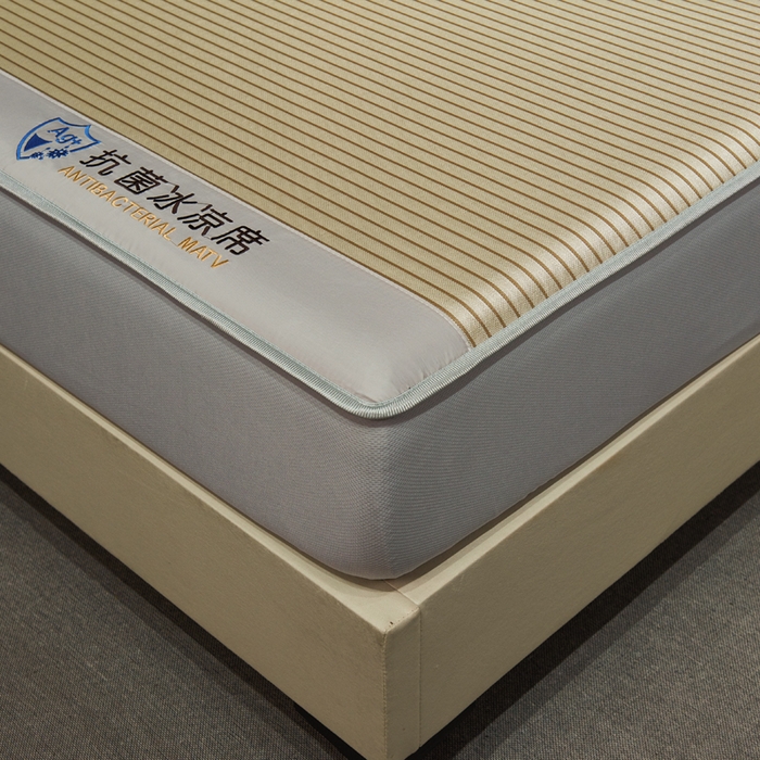 91家纺网 家纺一手货源 找家纺 小萌虎 2025新款碳光抗菌冰丝凉席床笠 水云间-咖