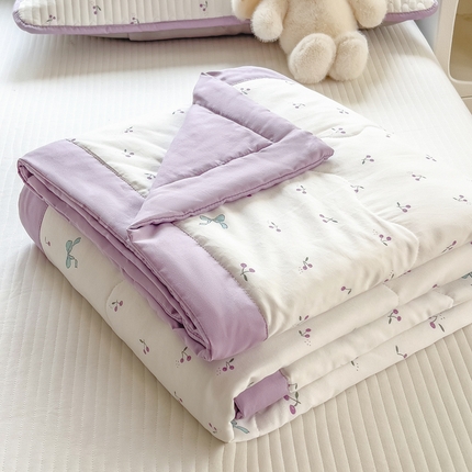 慕木 2025春夏新款双层纱针织棉夏被夏凉被空调被 樱桃啵啵