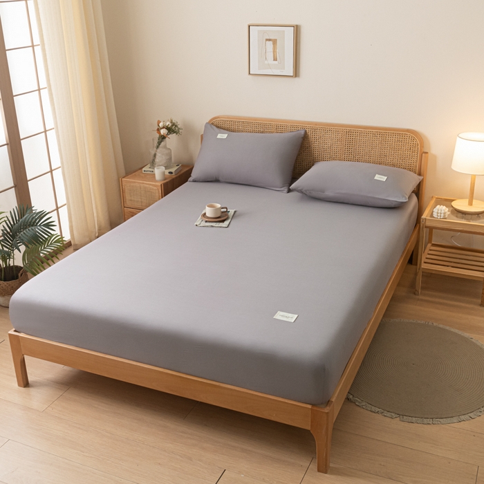 91家纺网 家纺一手货源 找家纺 梵克保罗 2025新款亲肤舒适全棉13372喷气纯色单枕套 灰色