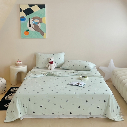 一加一 2025A类牛奶丝针织棉印花大豆夏被 迷你熊猫