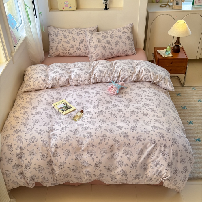 91家纺网 家纺一手货源 找家纺 冕悠家纺 2025新款热款A类高克重针织双层纱四件套系列 （提供买家秀） 桃里桃气