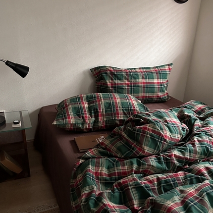 91家纺网 家纺一手货源 找家纺 （总）恋恋三季2025新款春季全棉色织格子混搭四件套- 奥尔松木屋咖