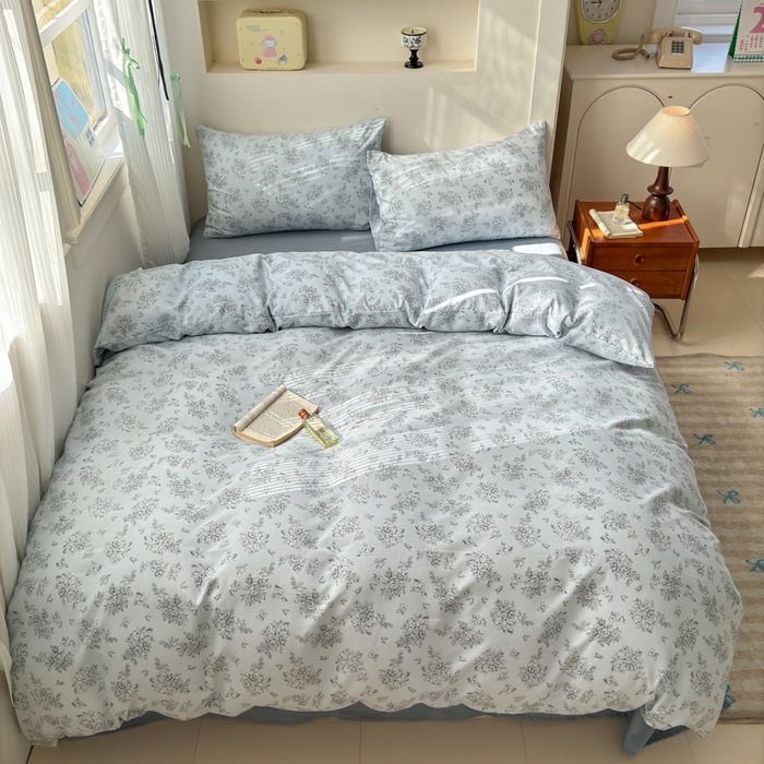 91家纺网 家纺一手货源 找家纺 冕悠家纺 2025新款热款A类高克重针织双层纱四件套系列 （提供买家秀） 遇见四月