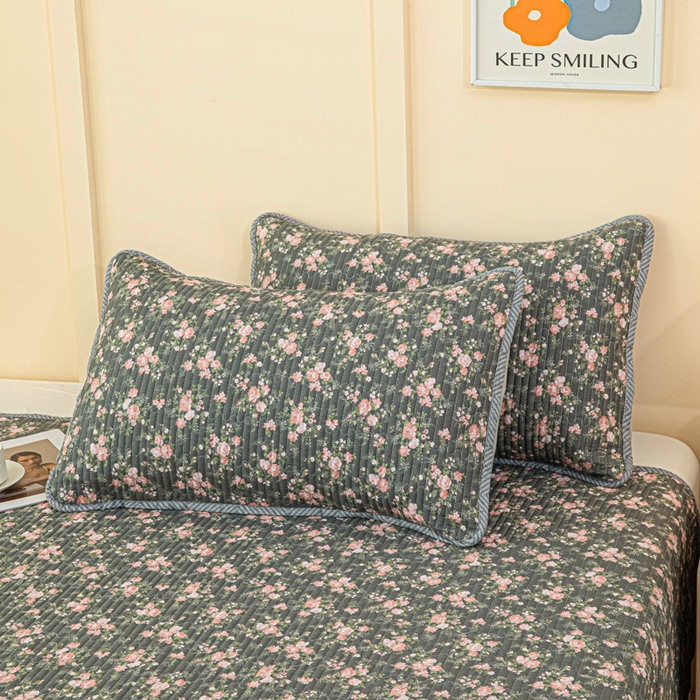 91家纺网 家纺一手货源 找家纺 情煊家纺 2025新款双面全棉夹棉床盖三件套 白兰地