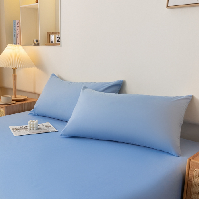 91家纺网 家纺一手货源 找家纺 梵克保罗 2025新款亲肤舒适防水纯色枕套 C-天蓝