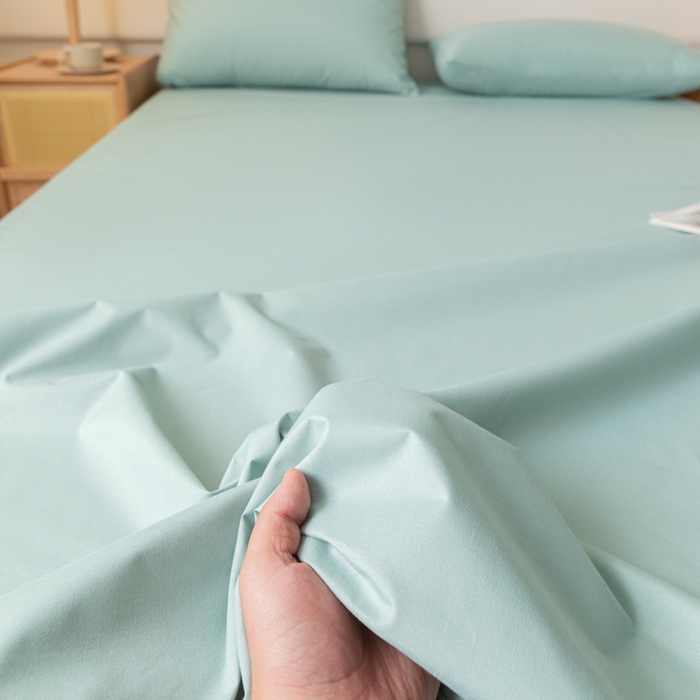 91家纺网 家纺一手货源 找家纺 梵克保罗 2025新款亲肤舒适防水纯色床单 C-墨绿