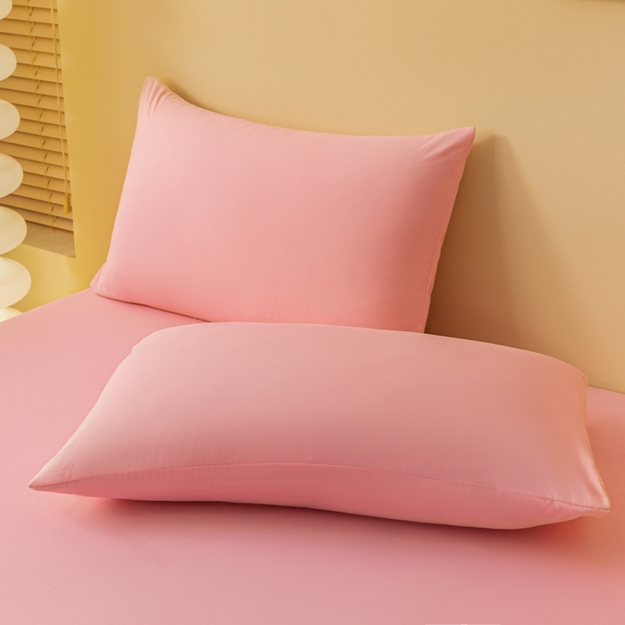 91家纺网 家纺一手货源 找家纺 梵克保罗 2025新款简约纯色亲肤磨毛床笠 淡粉