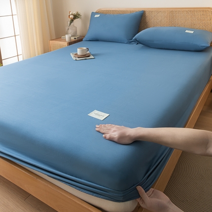 91家纺网 家纺一手货源 找家纺 梵克保罗 2025新款亲肤舒适全棉13372喷气床笠 运动蓝