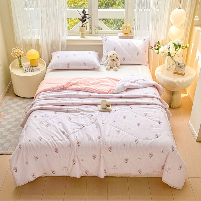 91家纺网 家纺一手货源 找家纺 穆琪 2025新款小花边印花夏被小清新夏凉被 浮花-小花边