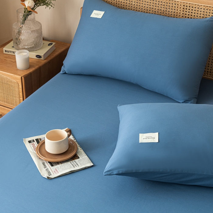 91家纺网 家纺一手货源 找家纺 梵克保罗 2025新款亲肤舒适全棉13372喷气床笠 运动蓝