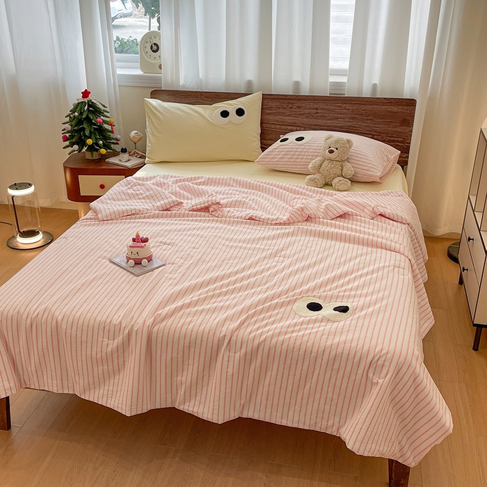 91家纺网 家纺一手货源 找家纺 （总）桃心家居 2025新款云柔水洗棉毛巾绣大豆单夏被夏被四件套