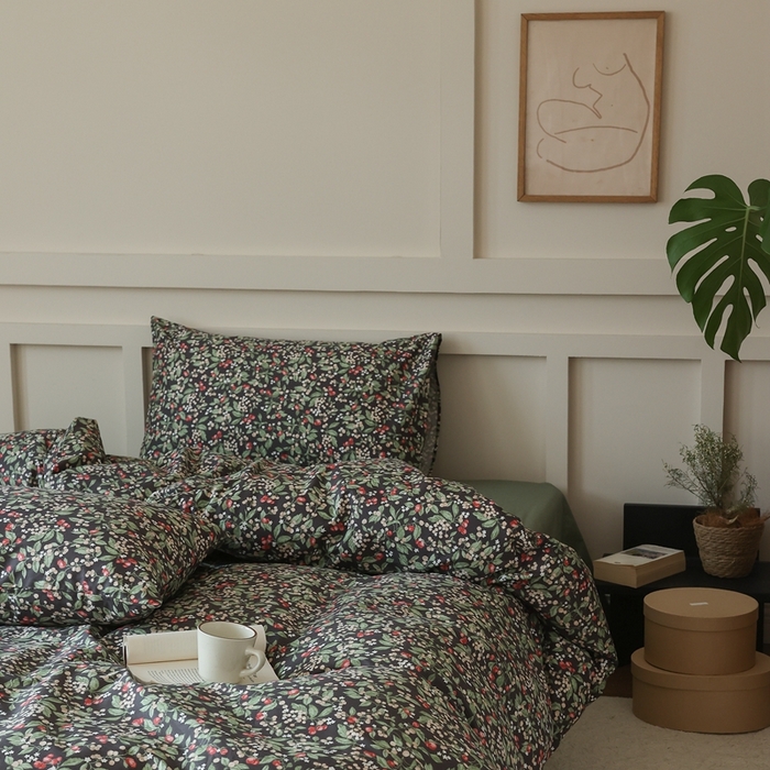 91家纺网 家纺一手货源 找家纺 棉眠 2025新款春夏花间牧歌田园系列四件套 小红莓