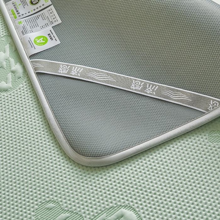 91家纺网 家纺一手货源 找家纺 柔品2025新款PE中分子凉感提花凉席系列 卡迪熊 绿-床席款