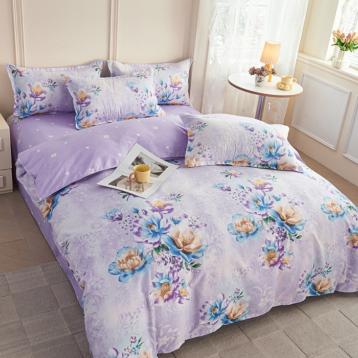 91家纺网 家纺一手货源 找家纺 爱诗诺2025加厚生态棉磨毛四件套高克重植物羊绒四件套大量现货仲夏花梦