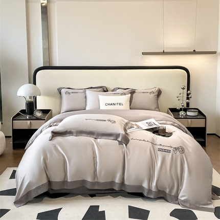 2025春季新款亲肤水洗真丝刺绣四件套-罗伊莎 山灰-中灰