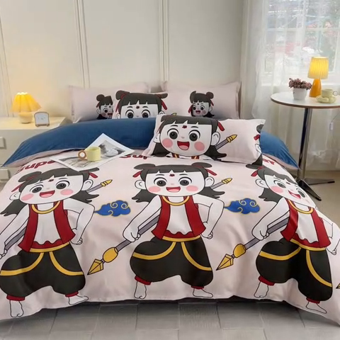 91家纺网 家纺一手货源 找家纺 爱诗诺2025加厚生态棉磨毛四件套高克重植物羊绒四件套大量现货少年英雄