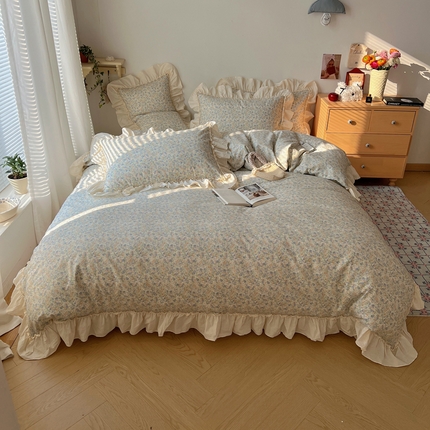 91家纺网 家纺一手货源 找家纺 （总）六巷胡同 2025新款韩式复古博主风小碎花花边款四件套