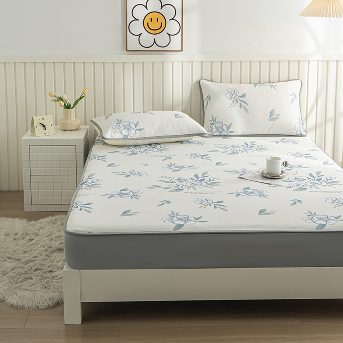 91家纺网 家纺一手货源 找家纺 卢赛尔 2025新款凉感丝提花凉席床笠款 清雅