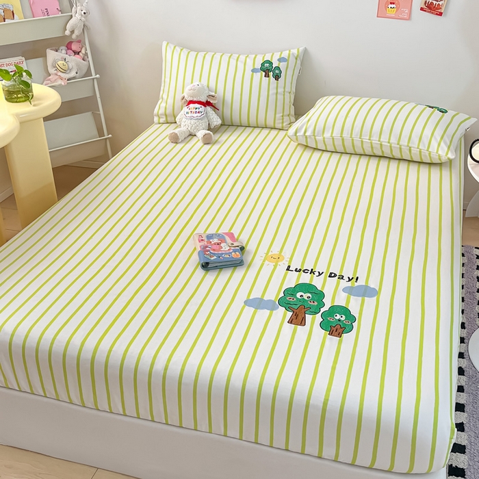 91家纺网 家纺一手货源 找家纺 雅居纺家纺 2025新款全棉老粗布床单床笠 老粗布-发财树