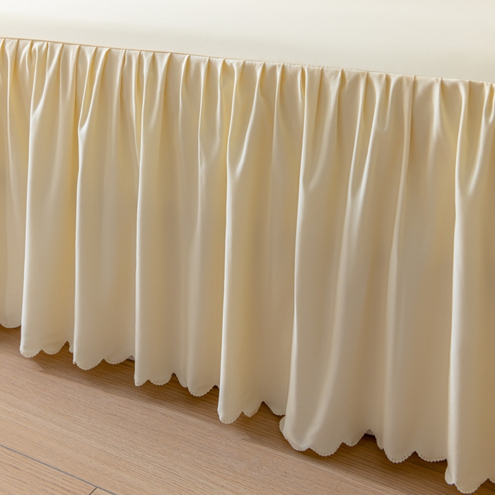 91家纺网 家纺一手货源 找家纺 梵克保罗 2025新款亲肤磨毛舒适柔软纯色Q系列床裙 Q-奶油白