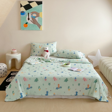 一加一 2025A类牛奶丝针织棉印花大豆夏被 恐龙乐园