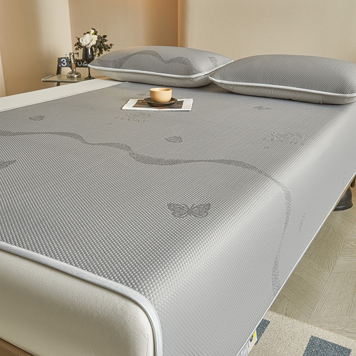 91家纺网 家纺一手货源 找家纺 柔品2025新款PE中分子凉感提花凉席系列 蝶舞-床席款