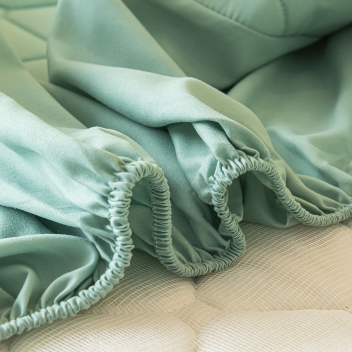 91家纺网 家纺一手货源 找家纺 梵克保罗 2025新款纯色加棉防水大豆纤维床笠 樊星蓝