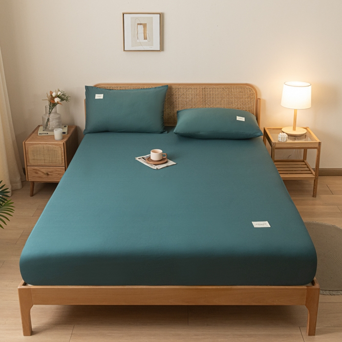 91家纺网 家纺一手货源 找家纺 梵克保罗 2025新款亲肤舒适全棉13372喷气床笠 墨子绿