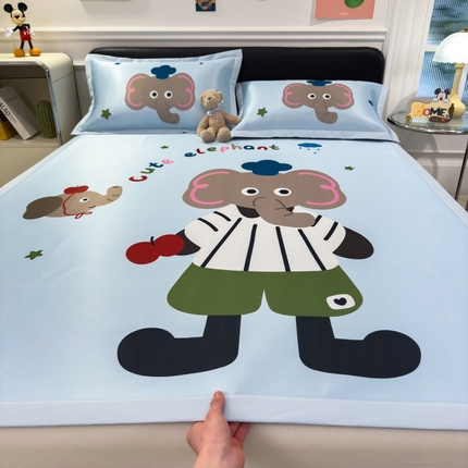 丝羽坊 2025新款大版印花冰丝凉席冰丝席碳光冰丝凉席-平铺款 长鼻王